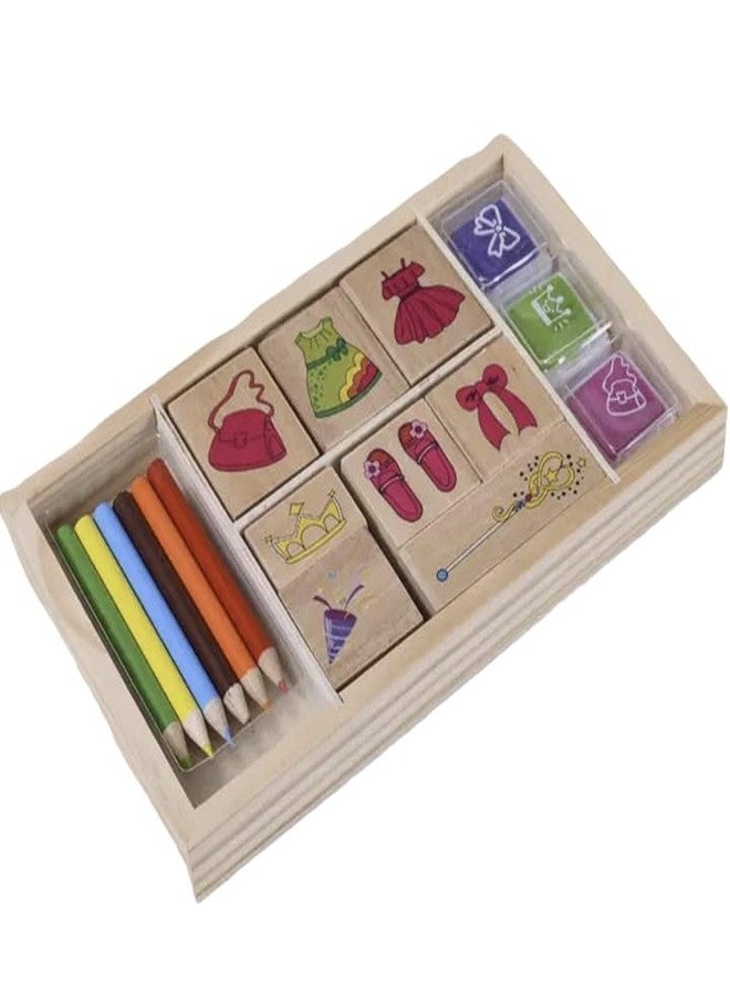 53 Arts Eco-Friendly Wooden Stamp Creative Puzzle Cartoon Children Wooden Stamp Set Pack of 2 - Image 1